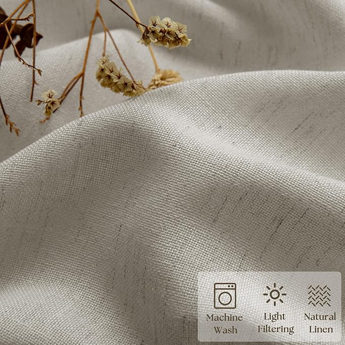 Linen Kitchen Curtains 24 Inch Length Farmhouse Cafe Curtains Light Filtering Semi Sheer Half Drapes for Bathroom Basement RV Small Windows Rod Pocket 2 Panels Burlywood Birch