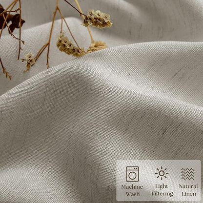 Linen Kitchen Curtains 24 Inch Length Farmhouse Cafe Curtains Light Filtering Semi Sheer Half Drapes for Bathroom Basement RV Small Windows Rod Pocket 2 Panels Burlywood Birch