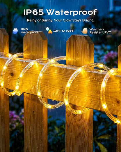 Brightown Solar Rope Lights, 4 Pack 39FT 100 LED Warm White Solar String Lights Outdoor, IP65 Waterproof Solar Powered Fairy Lights with 8 Lighting Modes for Yard Garden Patio Tree Decoration