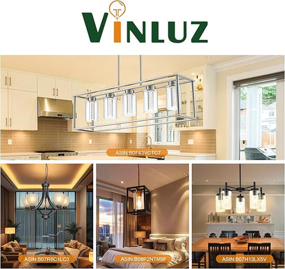 5 Light LED Modern Pendant Lights, Classic Black Chandelier with Crystal Bubble Clear Glass Shade Indoor Kitchen Island Lights Fixtures for Dining Room Cafe Bar