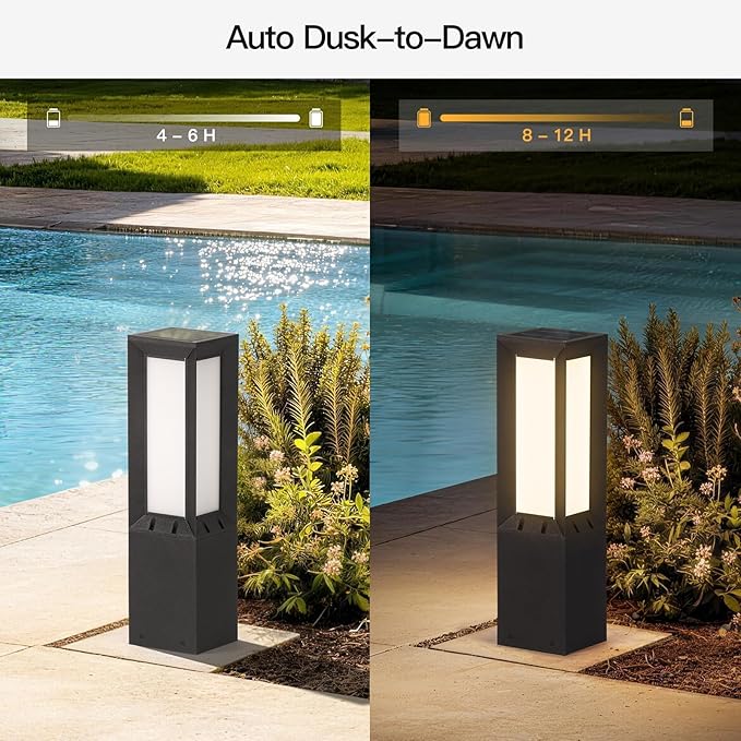 MVBT Solar Pathway Lights Outdoor, 23.6" Landscape Path Lights, IP65 Waterproof Solar Bollard Light, Dusk to Dawn Modern Lamp Path Light, 3000K Commercial Pathway Lighting for Driveway Walkway Patio