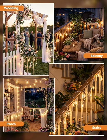 25Ft LED Outdoor String Lights, G40 Globe Patio String Lights Waterproof with 27 Shatterproof Bulbs, Hanging Outdoor Lights for Backyard Garden Bistro Wedding Party Christmas Decorations, White