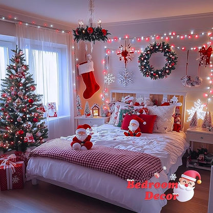 JMEXSUSS 66ft 200 LED Red and White Christmas Lights, Outdoor String Plug-in, Expandable for Tree Outside Party Home Decorations