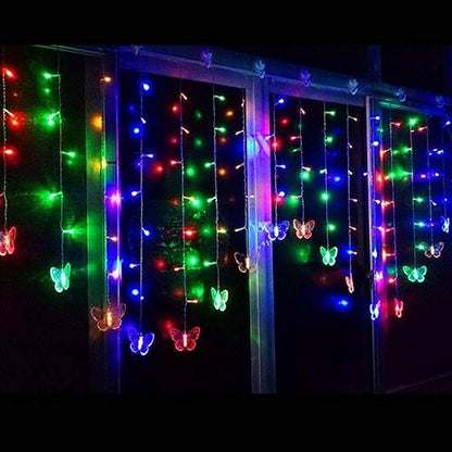 Butterfly Curtain Lights, 4.9ft 48 LED USB Window Fairy Lights 10 Butterflies 8 Modes Firefly Twinkle String Lights for Room Bedroom Wall Ceiling Party Wedding Christmas (Colorful)