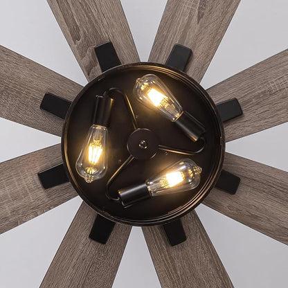 LuminFan 72 inch Large Ceiling Fans with Lights and Remote, Black Modern Ceiling Fan for Living Room, Patios, 6 Speed Reversible Quiet DC Motor, 8 Blades, Easy to Install