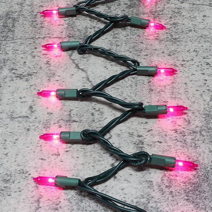 Green Wire, Pink Incandescent Bulb 300 Mini String Lights for Indoor Christmas Tree Garland Birthday Wedding Party Festival Decoration