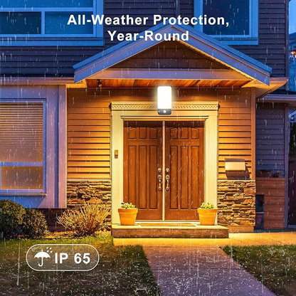 Motion Sensor Outdoor Light, 10000mAh Rechargeable Battery Operated Outdoor Light with 3 Modes, 3000-6000K Dimmable IP65 Waterproof Security Lights for House, Fences, Porches, Garden (2, Black)