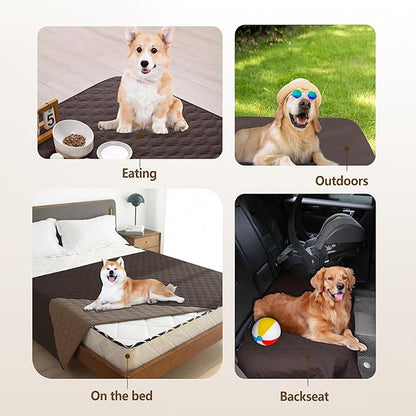 gogobunny 100% Double Sided Waterproof Dog Blanket Soft Pet Bed Cover Reversible Protect Furniture Couch Sofa Car for Puppy Large Dog Cat (Dark Coffee/Light Coffee, 82x102 Inch (Pack of 1))