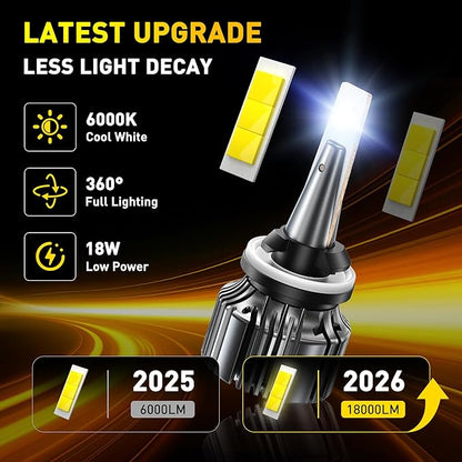 AUXITO 881 889 886 894 862 896 898 LED Fog Light Bulbs 18000LM, 1000% Brighter 6500K H27 Fog Lights, 1:1 OEM Replacement for Cars Trucks SUVs, 3-Minute Installation, IP68 Waterproof, Pack of 2
