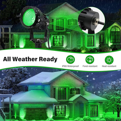 Christmas Spot Lights Outdoor Landscaping Spotlight,12W Green LED Landscape Lighting for Yard Garden Easter Lawn Lighting,2Pack