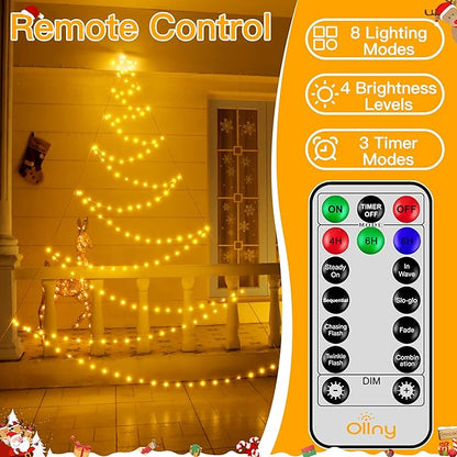 Ollny Outdoor Lighted Christmas Decorations 13FT Tall, IP67 Waterproof Outdoor Christmas Lights with 3 Timers and 8 Lighting Modes, Xmas Decor Light for House Yard Window Wall Decorations (Warm White)