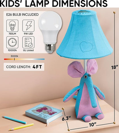 Elephant Kids Lamp for Boys Bedroom - 18", Animal Lamp for Kids Room - Christmas Gifts, Birthday Gifts for All Ages: Toddler Girls, Children, Grandkids 3 4 5 and Up Years Old, Sister Brother, Sibling
