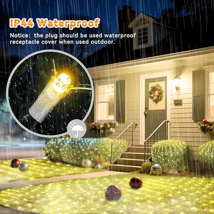 LitHome 610 LED 34.5ft x 5ft Outdoor Christmas Net Lights,Connectable Mesh Lights with 8 Modes,Waterproof Plug in Net Lights for Bushes, Garden, Backyard, Holiday, Christmas(Warm White)