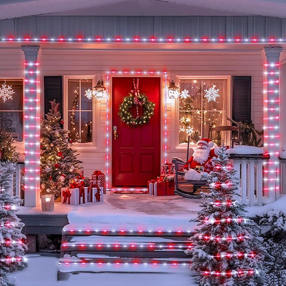 JMEXSUSS 200 LED Solar Rope Lights, 72ft IP 65 Outdoor Waterproof Christmas Lights With 8 Modes, Red and White for Fence Yard Walkway