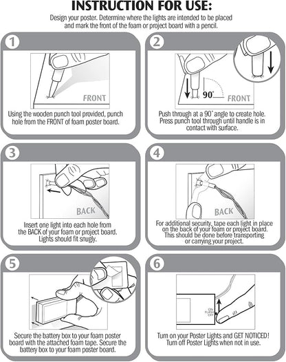 ArtSkills Rainbow String Light Kit with Punch Tool and Instructions for Posters, Dorms and Projects, Battery-Operated, 20 Lights with 2 Modes (Pack of 2)