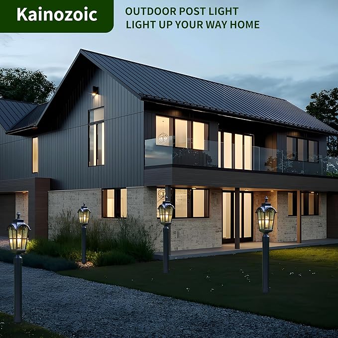 Outdoor Post Lights Fixture Anti-Rust Lamp Post Light Fixture Waterproof Exterior Pole Light Outside Pole Lighting for Yard Pathway Driveway Fence