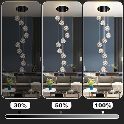 10-Light High Ceilings Long Chandeliers Modern Crystal Staircase Chandelier Hanging Flush Mount Lighting Fixtures Long Raindrop Hanging Chandeliers for Staircase,Foyer,Entryway