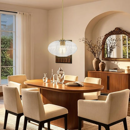 12" Clear Glass Modern Pendant Light Kitchen Island 2 Pack Brushed Gold Mid Century Modern Pendant Lighting with Clear Glass Hanging Pendant Light for Dining Room（Bulb Incl.）
