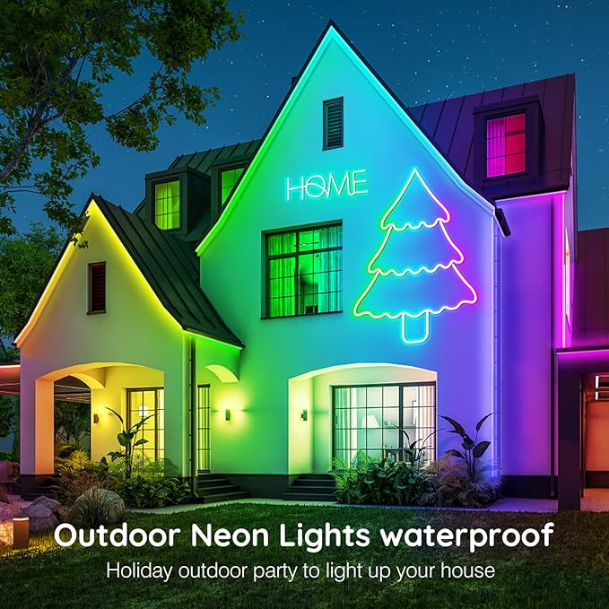 LETIANPAI Neon Rope Lights,Flexible Led Rope Lights Control with App/Remote,Multiple Modes Rope Lights,IP65 Outdoor RGB Led Neon Lights Waterproof,Music Sync Gaming Led Light Strip (32.8FT)