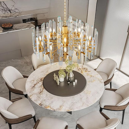 36" Luxury Gold Crystal Chandelier, 16-Light Round Modern Chandelier for Dining Room, Adjustable Chain Chandelier Pendant Light Fixture for Living Room, Bedroom, Kitchen Island, Foyer, Entryway