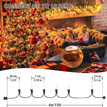 YOUNGAR 13FT 50 Clear Christmas Lights Outdoor, Approved Christmas Tree Lights with Brown Wire, Incandescent Mini Light Plug in for Indoor Outdoor Tree Patio Garden Xmas Decor