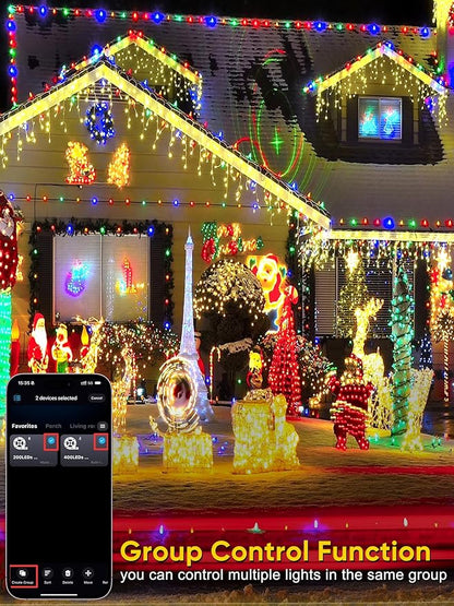 Guhope Smart Color Changing Christmas Lights, 66FT 200 LED RGB Christmas String Lights with App & Remote Control, Waterproof Christmas Tree Lights for Outdoor Indoor Party Decor