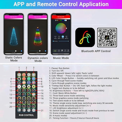 Joomer Christmas Tree Star Lights, 8FT 340LED Smart Orange Purple Light with Remote Timer Music Sync Bluetooth App Controlled RGB Color Changing Lights for Christmas Halloween Decoration