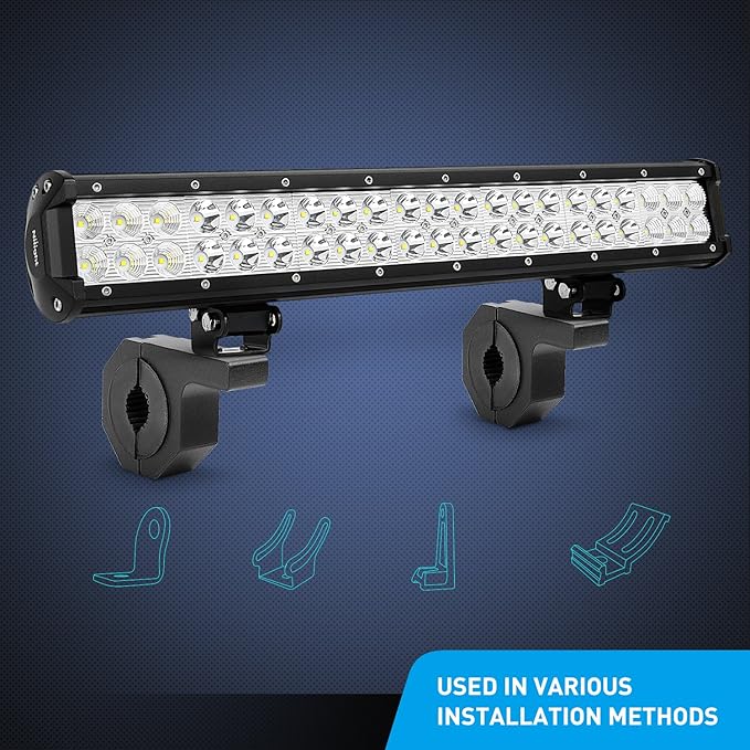 Nilight 90020B 2 Pack Mounting Bracket Kit LED Off Road Light Horizontal Bar Tube Clamp Roof Roll Cage Holder, 2 Years Warranty,Black
