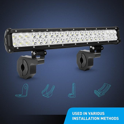 Nilight 90020B 2 Pack Mounting Bracket Kit LED Off Road Light Horizontal Bar Tube Clamp Roof Roll Cage Holder, 2 Years Warranty,Black