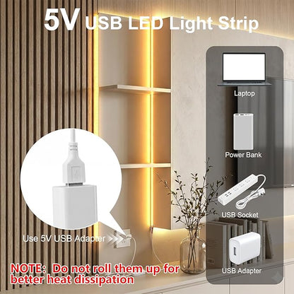 COB LED Strip Light 5V, 2m 608 LEDs/M Dimmable 2700K - 6500K 8mm Width CRI93+ Flexible Dimmable Light Kit for TV Backlight Bedroom Gaming Room Kitchen Cabinet Decor(CCT, 6.56FT/2M USB)