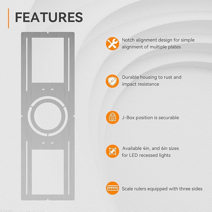 Elaruslux New Construction Mounting Plate with Round Hole - 4/6 Inch Flat Steel Rough in Wafer Light Bracket, LED Recessed Lighting Housing, 24 Pack