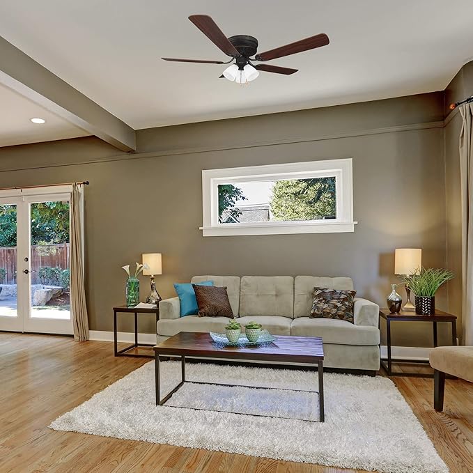 Design House 157388-ORB Millbridge 52-Inch Traditional 3-Speed, 5-Blade LED Indoor Hugger/Low Profile Ceiling Fan with LED Light Kit, Reversible Blades, Reverse Airflow, Oil Rubbed Bronze