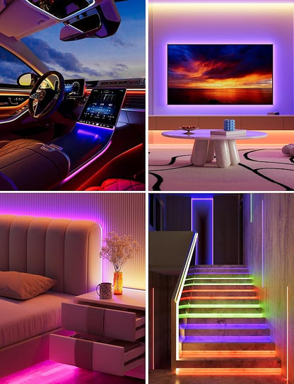 MIWISE 5V USB RGB COB LED Strip Light,9.84ft/3m Tape Lights,RF & App Control,Music Sync,Ultra Bright Color Changing Lighting,UL-Listed,Cuttable & Flexible for Bedroom,Kitchen,Desk,Party,Home Decor