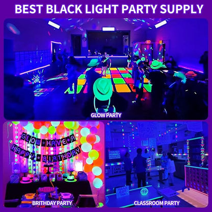 120W Black Light Bar, IP66 Blacklight with Plug+Switch+6ft Cord, Waterproof Blacklight with 100 LED, Black Light for Glow Party Halloween Decor Fluorescent Poster Body Paint Game Room Outdoor Indoor
