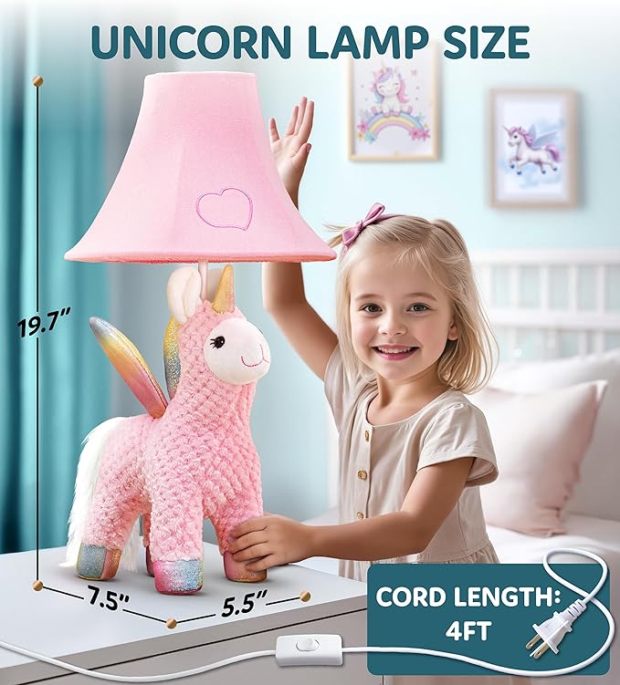 Unicorn Kids Lamp for Girls Bedroom - 19.7", Girls Lamp for Kids Room - Cute Christmas Gifts, Birthday Gifts for All Ages: Toddler Boys, Children, Grandkids 3 4 5 and Up Years Old, Sister, Brother