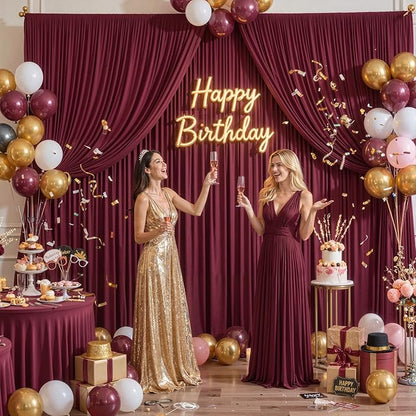 20ft x 15ft Burgundy Wrinkle Free Backdrop Curtains for Wedding Party Backdrops Curtain Drapes Fabric Decorations Photo Back Drop Cloth for Baby Shower Photography Stage Reception