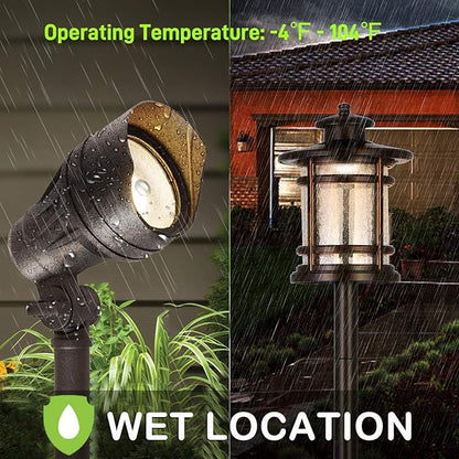 hykolity 8 Pack Low Voltage LED Landscape Kits, 12V-15V Pathway Flood Light Kits, 10W 390LM and 3.4W 155LM Wired for Outdoor Yard Lawn, Die-cast Aluminum, 50W and 30W Equivalent