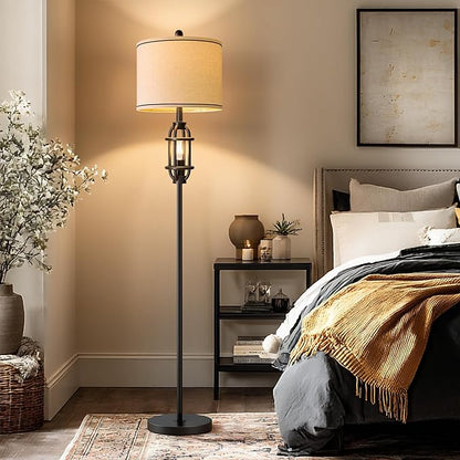 G-SAFAVA 62.5" Floor Lamp for Living Room Industrial Black Standing Tall Lamps for Bedroom Mid Century Modern Corner Floor Lamps for Office Nursery Reading Light Room Lamp, Bulbs Included