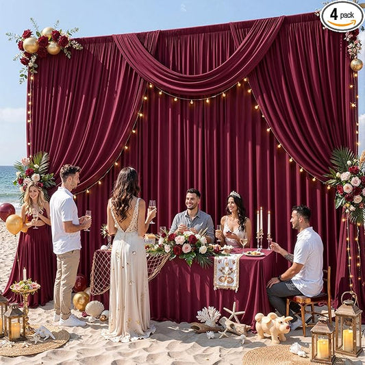 20ft x 15ft Burgundy Wrinkle Free Backdrop Curtains for Wedding Party Backdrops Curtain Drapes Fabric Decorations Photo Back Drop Cloth for Baby Shower Photography Stage Reception