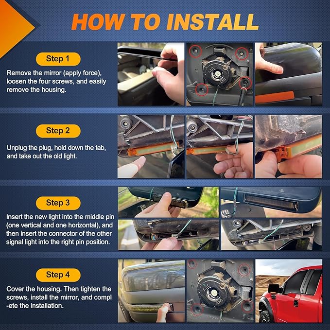 Nilight Side Mirror Marker Light Switchback White Parking Amber Turn Signals Lights Smoked Lens Plug and Play Compatible With Ford F150 Raptor Expedition 2006-2008 Lincoln Mark LT