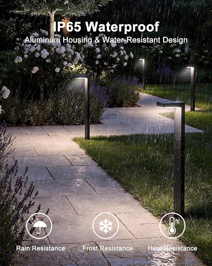 Low Voltage Landscape Lights, 8 Pack Outdoor LED Pathway Light, Wired Path Lighting for Walkway, Garden, IP65 Waterproof, 150LM, 4000K, Modern Cast-Aluminum, Black