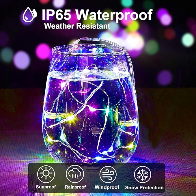 Aogist 16 ft Battery Operated Multicolor LED Fairy Lights, 2 Pack with 50 LEDs, Indoor Use, Perfect for Bedroom, DIY, Wedding, Party, Christmas Decoration