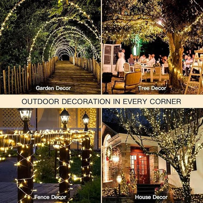 suddus Christmas Lights Outdoor, 66 ft 200 LED Plug in Warm White Fairy String Lights with Remote, Twinkle Lights for Bedroom Indoor Xmas Tree Dorm Wedding Backyard Party Outdoor Decorations