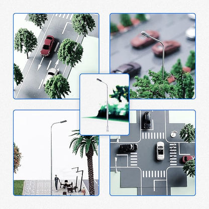 Yetaha 20Pcs Model Railway Train Model Street Lights, LED Dual Lampposts, HO OO Scale, Dual Heads Gauge Model Street Light Layout, LEDs Light 3V Train Scenery Miniature Accessories