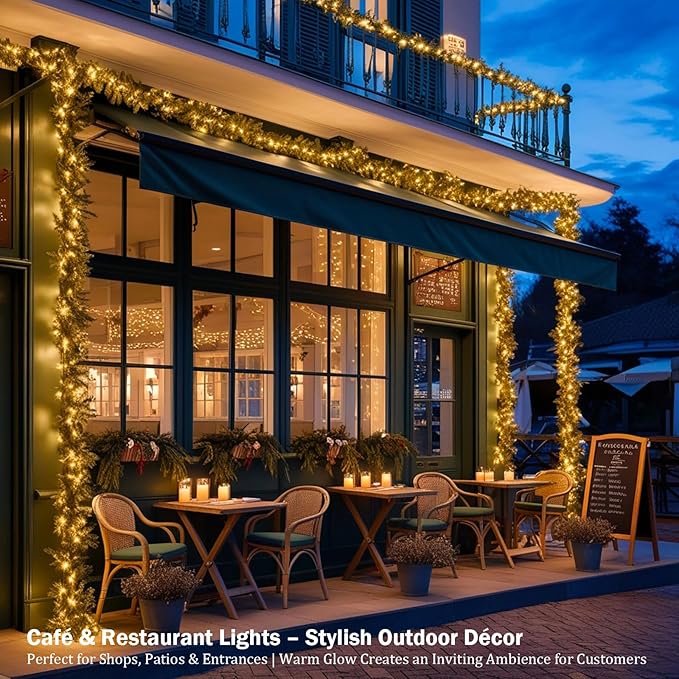 Etinga 500 LED String Lights 165ft Warm White, Black-Green Wire Plug in Fairy Lights with 8 Lighting Modes, Christmas Lights for Tree Yard Patio Wedding Holiday Decor (Warm White, 500 LED 165ft)