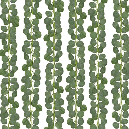 CQURE 18Pack 126Ft Eucalyptus Garland,Artificial Eucalyptus Leaves Table Greenery Garland Wreath Vines for Wedding Party Table Fireplace Bedroom Wall Room Decor