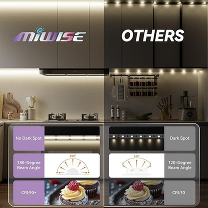 MIWISE COB LED Strip 20ft/6.1m,CRI 90+ Natural White 4000K High Lumen Super Bright Flexible DC24V LED Tape Light,for Cabinet Home Office DIY Lighting Projects(Adapter&Controller NOT Included)
