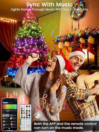 240LED Smart 4th of July String Lights App Controlled, 95FT Waterproof Red White and Blue Lights, Patriotic RGB Color Changing Twinkle Light with Remote & Timer Indoor Outdoor for Memorial Day Decor