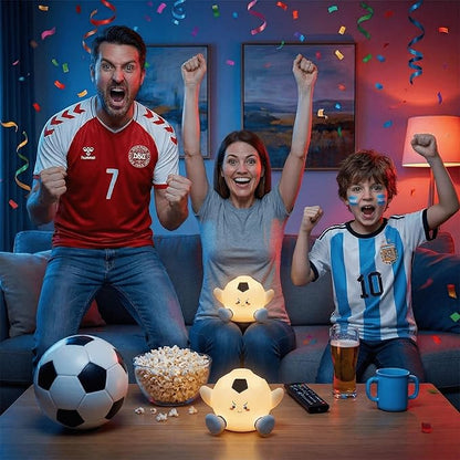 Soccer Night Light for Kids, Rechargeable Silicone Light Up Soccer Ball Lamp, 7-Color Tap Control Dimmable Bedside Nightlight, Cool Soccer Room Decor Stuff, Birthday Gifts for Boys 8-12 & Teens