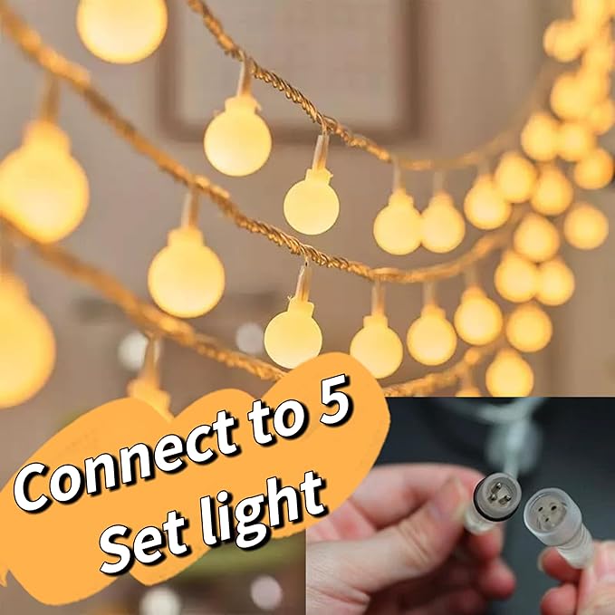 33Ft Connectable Globe String Lights Indoor Bedroom, 100LED Warm White Christmas String Lights Plug in with Remote, 8 Modes Hanging Fairy Lights Outdoor for Room Classroom Dorm Party Decor